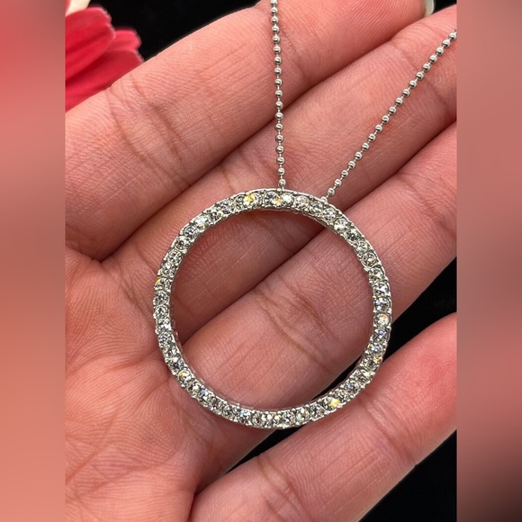 A Silver Tone Rhinestone Embellished Circle of Life Pendant Necklace - Picture 2 of 7